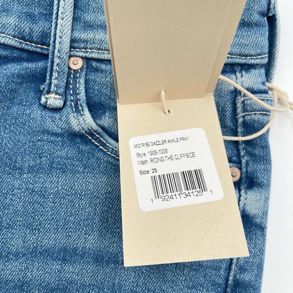 MOTHER | NWT The Mid Rise Dazzler Ankle Fray Riding the Cliffside Jeans 25 - Picture 16 of 16